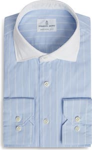 Emanuel Berg Modern Fit Stripe Natural Stretch Yoga Twill Dress Shirt