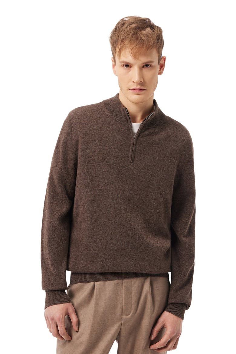 Essential Half-Zip Cashmere Sweater, Alternate, color, cocoa