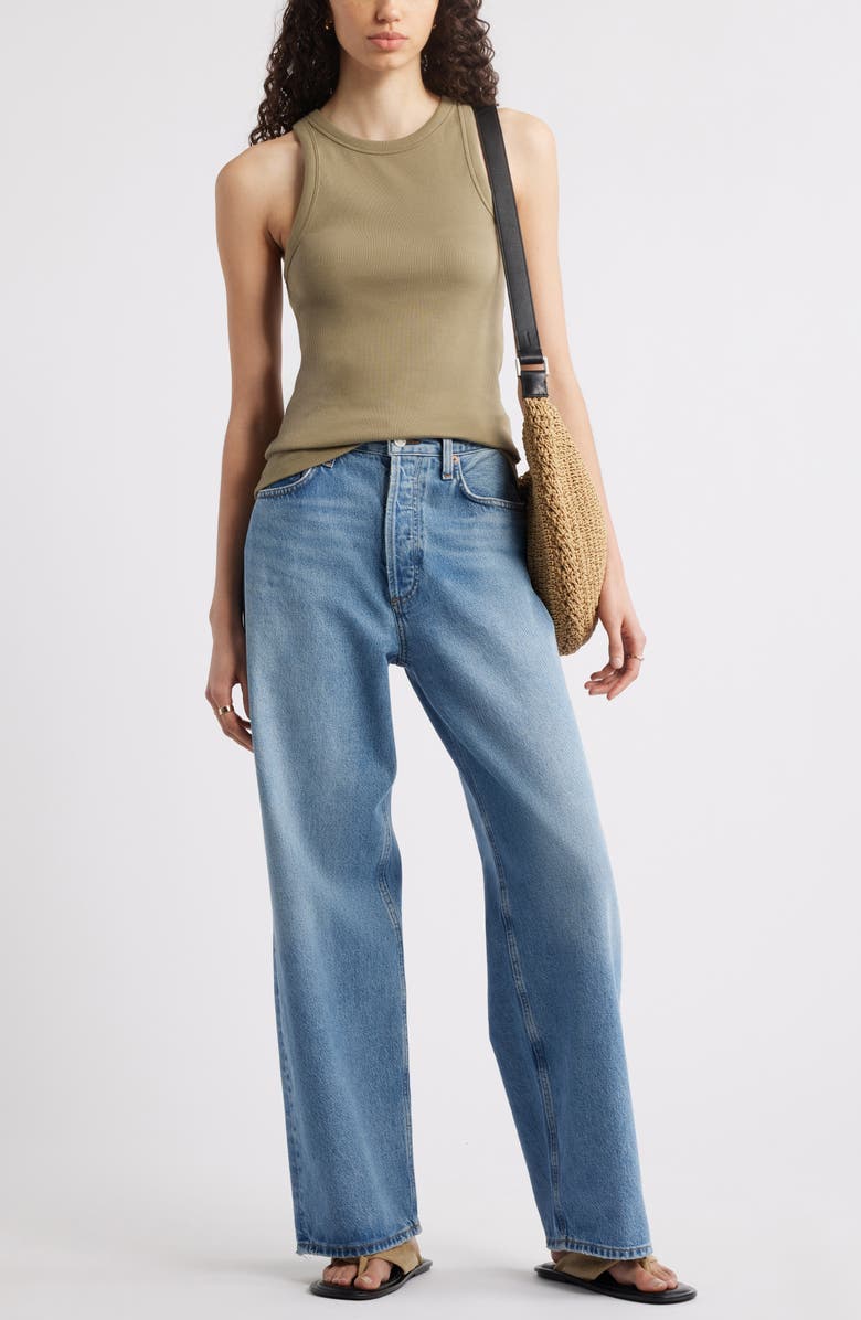 Nordstrom Everyday Cotton Rib Tank, Alternate, color, Olive Covert