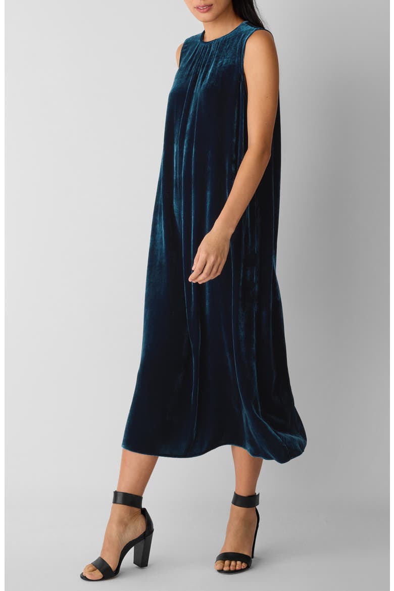 Sleeveless Velvet Midi Dress, Alternate, color, ATLANTIS