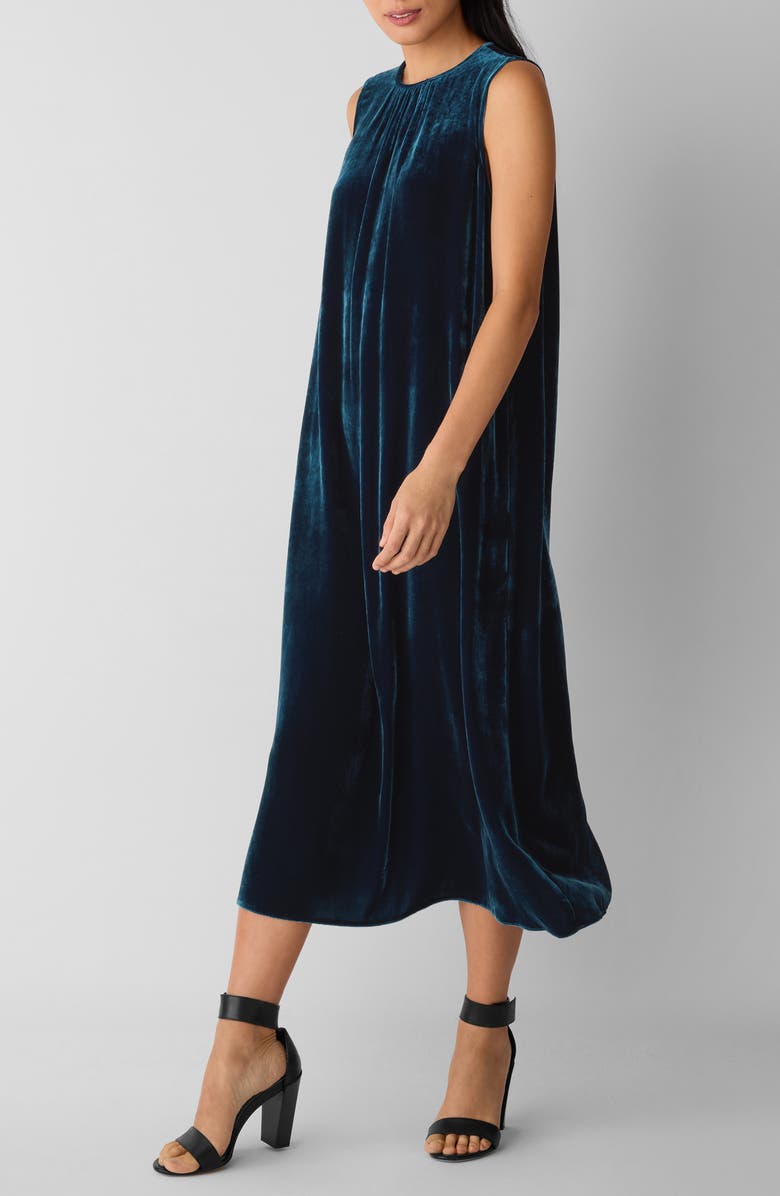 Eileen Fisher Sleeveless Velvet Midi Dress, Alternate, color, Atlantis