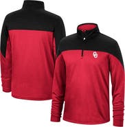 TOP OF THE WORLD Men's Top of the World Crimson/Heathered Black Oklahoma Sooners Textured Color Block Quarter-Zip Top