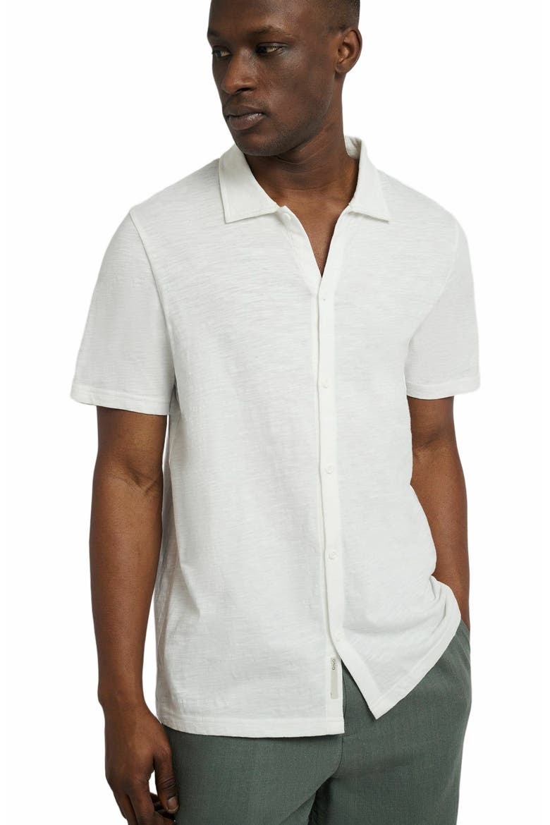 Slub Short Sleeve Button-up Shirt, Alternate, color, WHITE