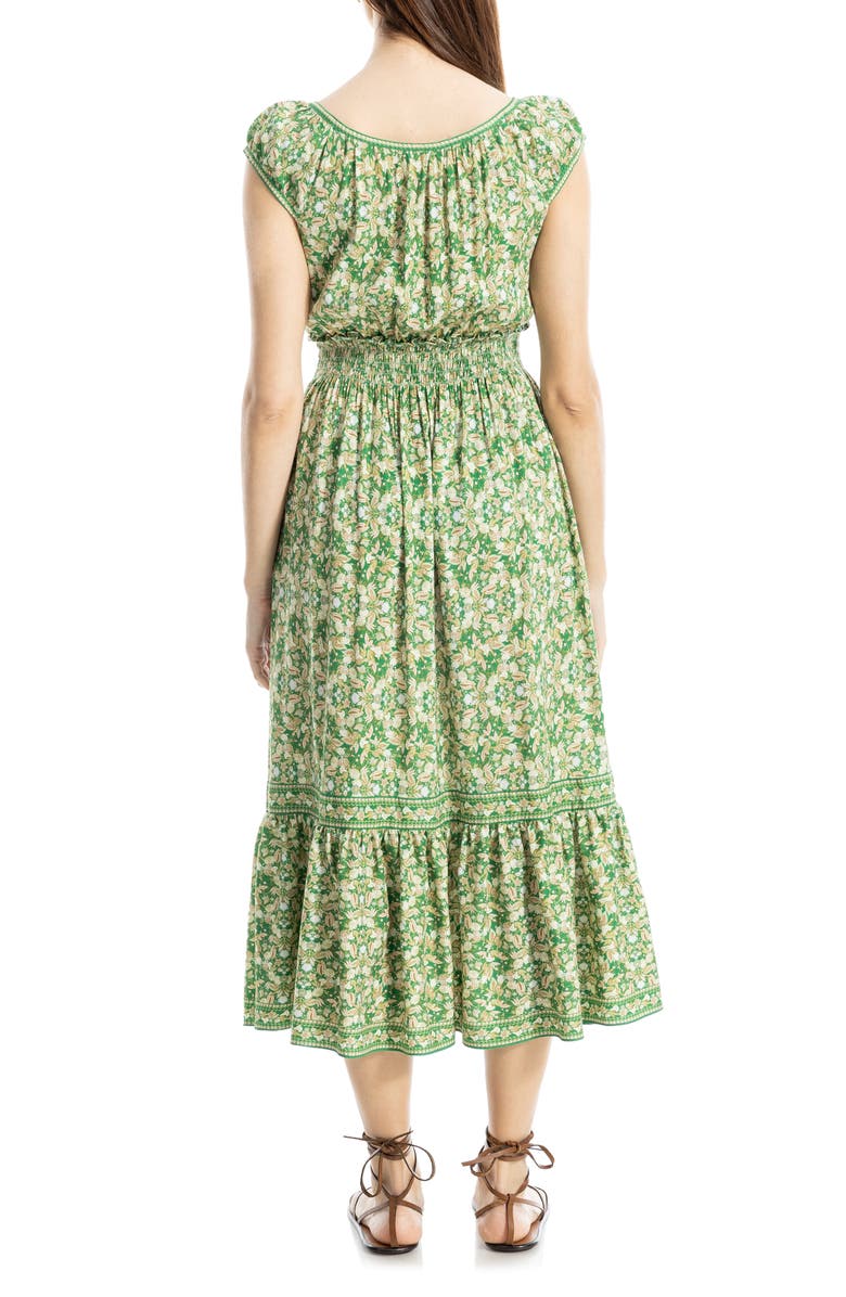 MAX STUDIO Floral Smocked Maxi Dress, Alternate, color, Green/ Pink Paisley Harmony