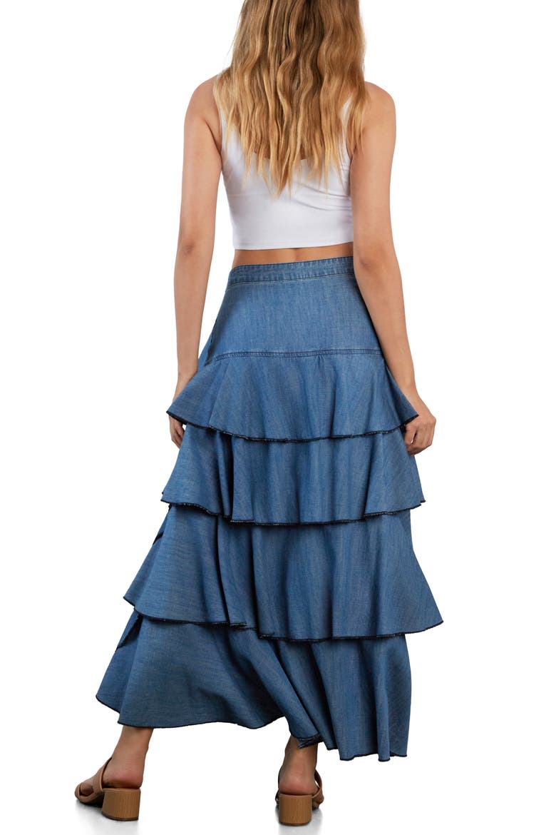 Petal Tiered Denim Maxi Skirt, Alternate, color, RESORT DENIM