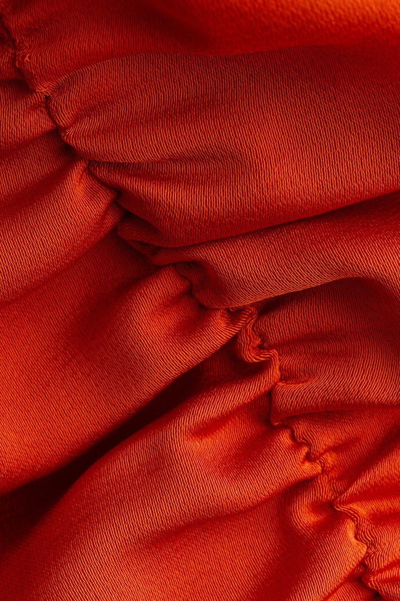 Ruched Satin Dress, Alternate, color, Bright orange