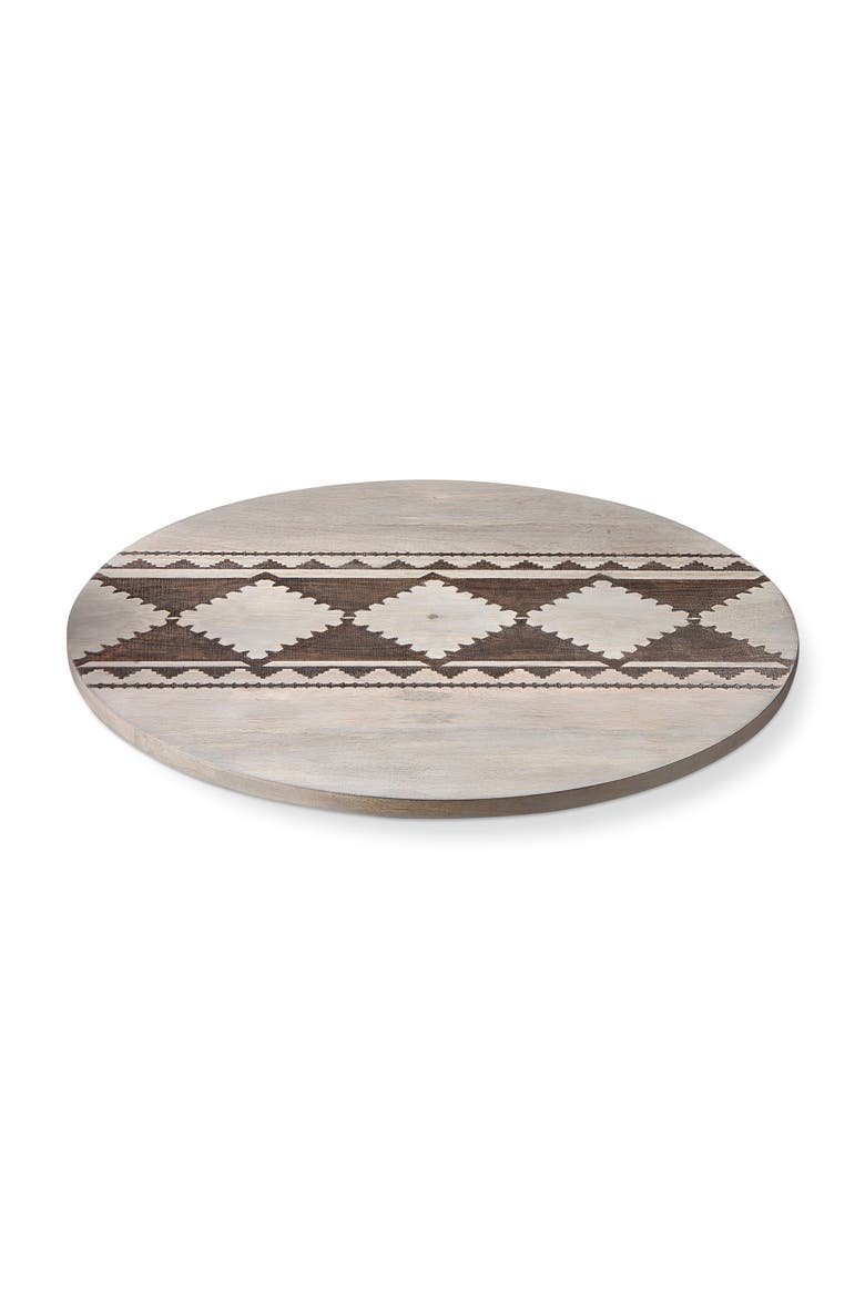 Gray Wood Lazy Susan Serving Tray for Summer Entertaining, Main, color, Gray
