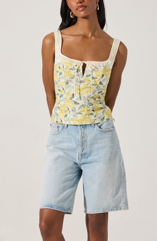 Astr The Label Floral Milkmaid Top In Lemon Floral