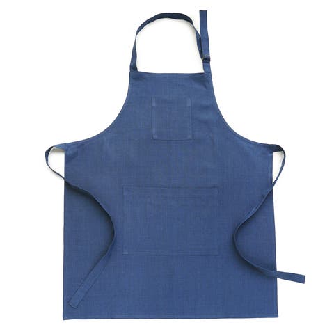 Linen Bib Apron for Men & Women with Front Pockets, 32 x 27 Inches