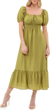 AUGUST SKY Square Neck Midi Dress
