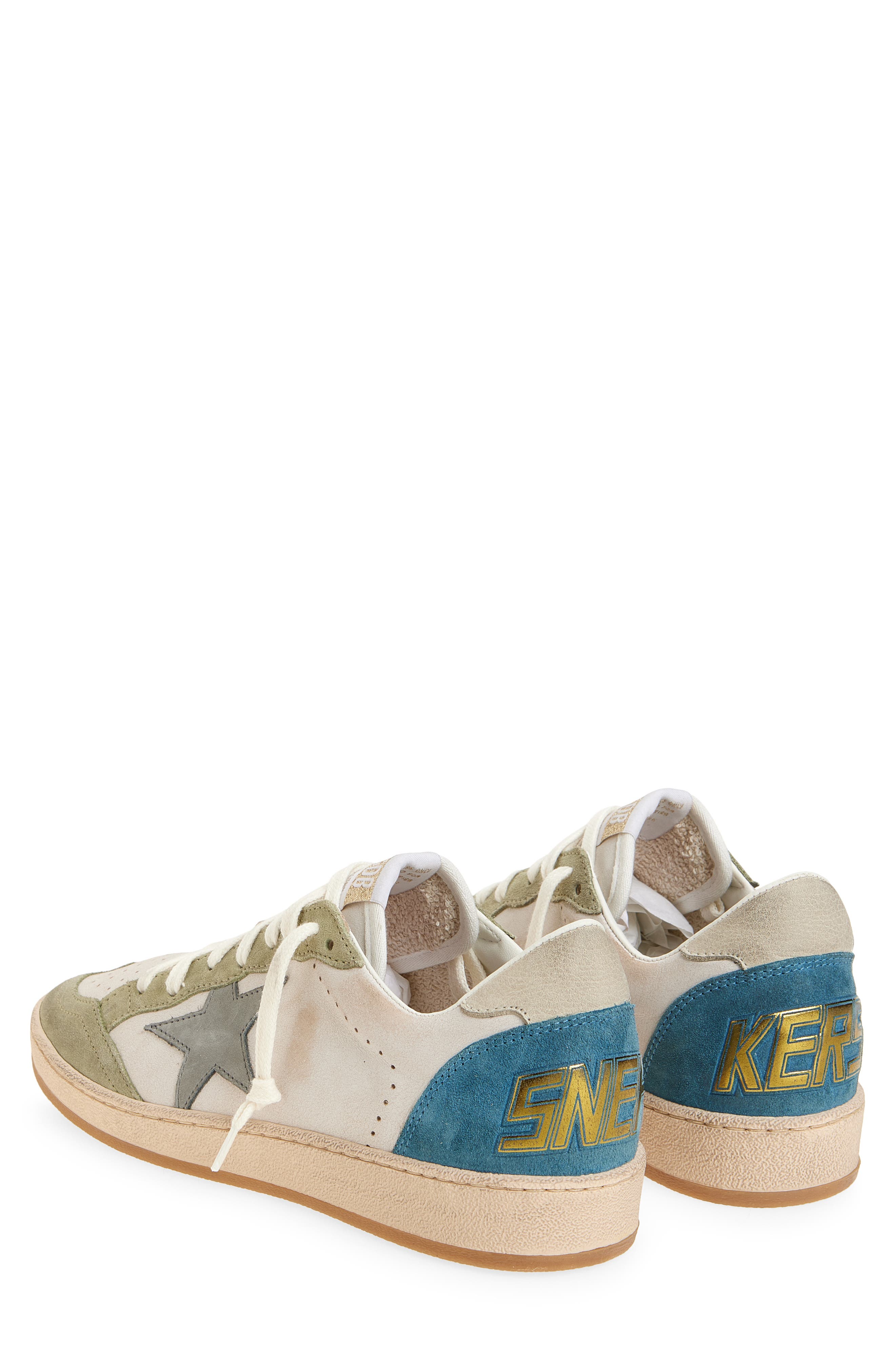 Golden Goose Ball Star Low Top Sneaker, Alternate, color, White/ Sage Green/ Blue