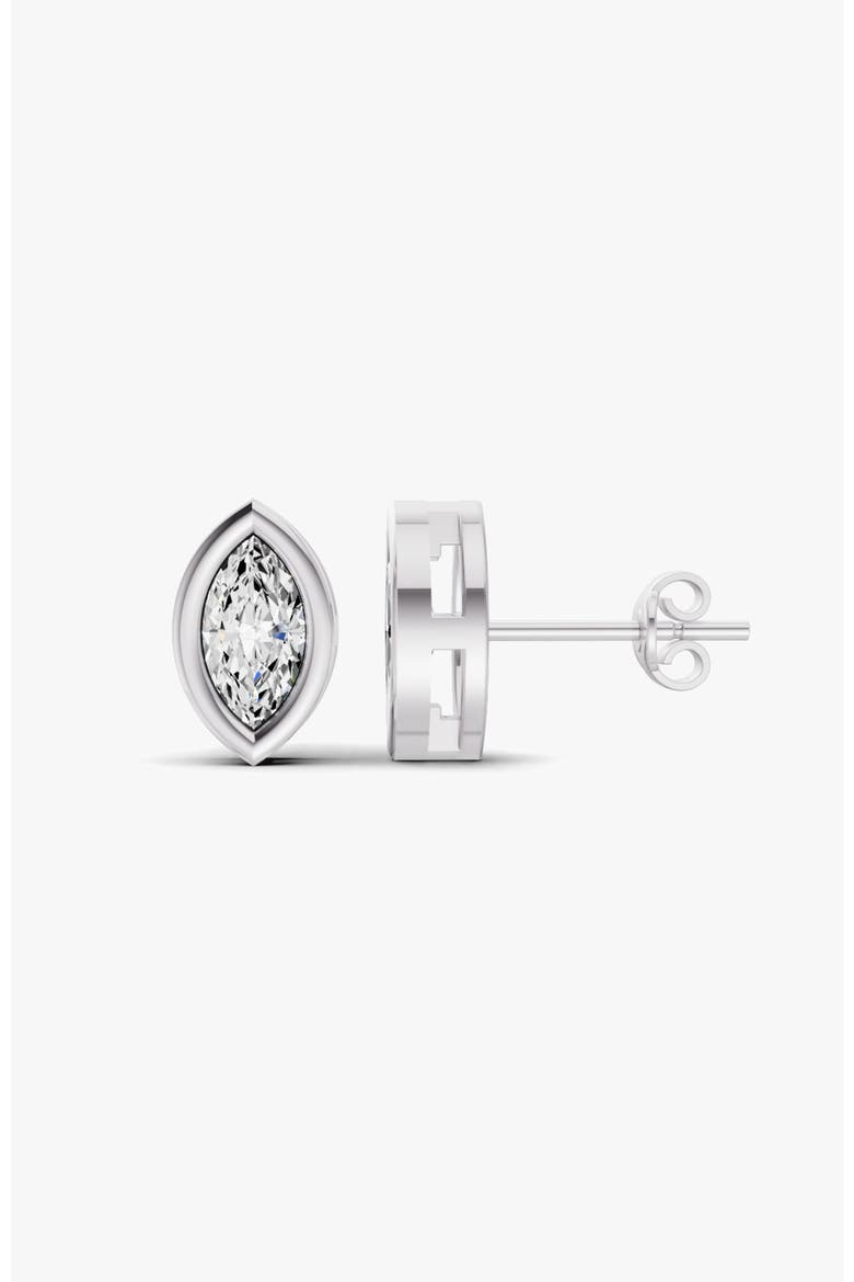 14K Gold Studs 0.25 Carat Marquise Bezel Solitaire, Alternate, color, White Gold