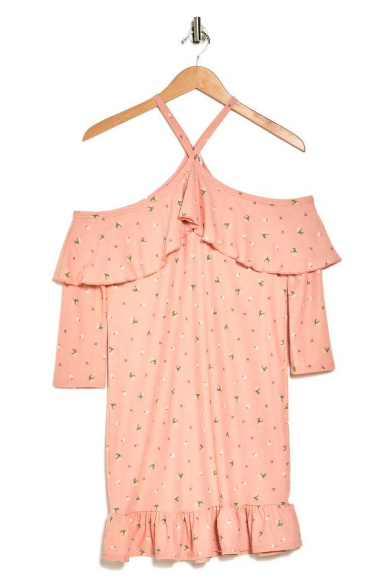 Ruffled Cold Shoulder Dress, Alternate, color, MULTI FLORAL PRINT