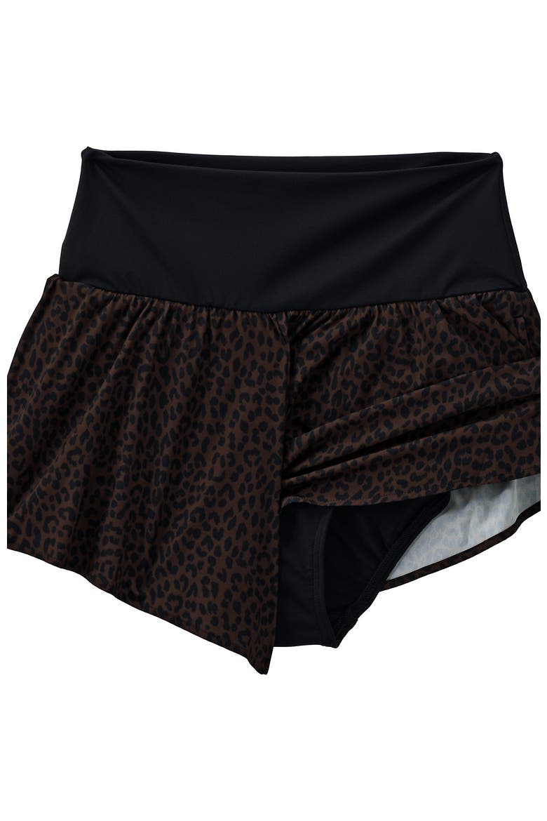 3" Pinchless Flutter Swim Short with Panty, Alternate, color, Brown Leopard
