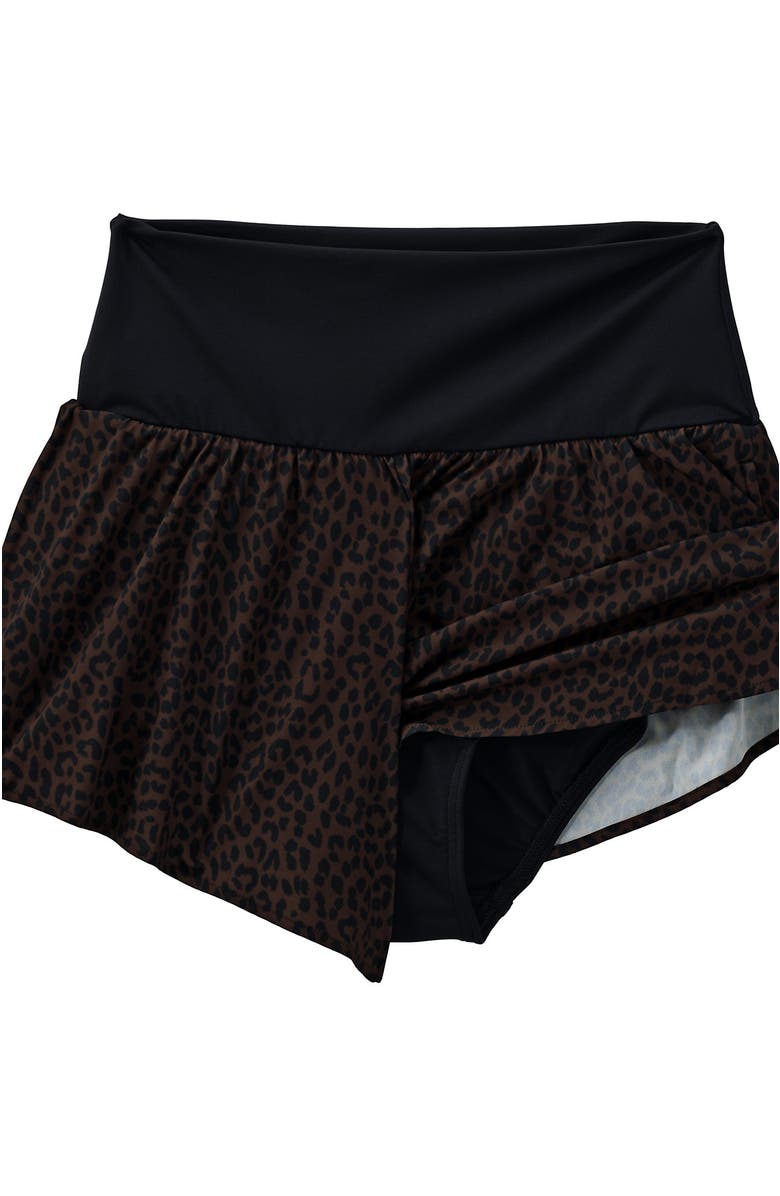 Lands' End 3" Pinchless Flutter Swim Short with Panty, Alternate, color, Brown Leopard