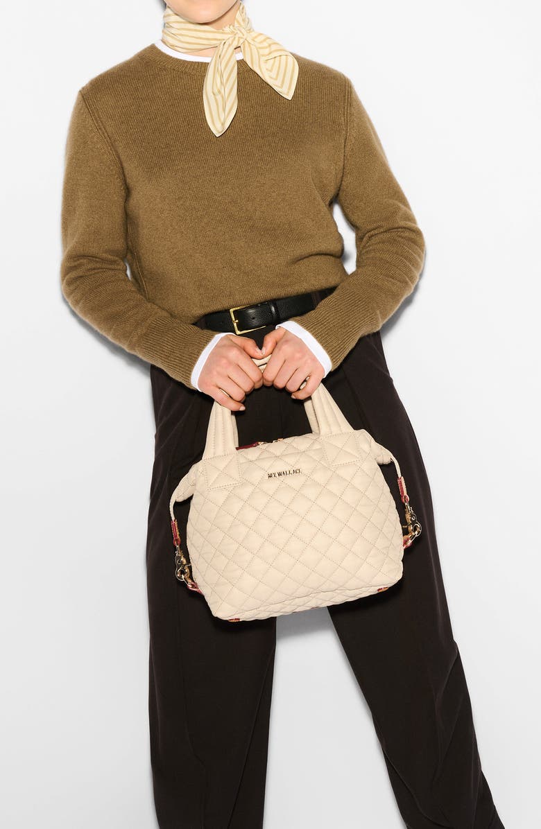 MZ Wallace Small Sutton Deluxe Diamond Quilted Nylon Tote, Alternate, color, Buff