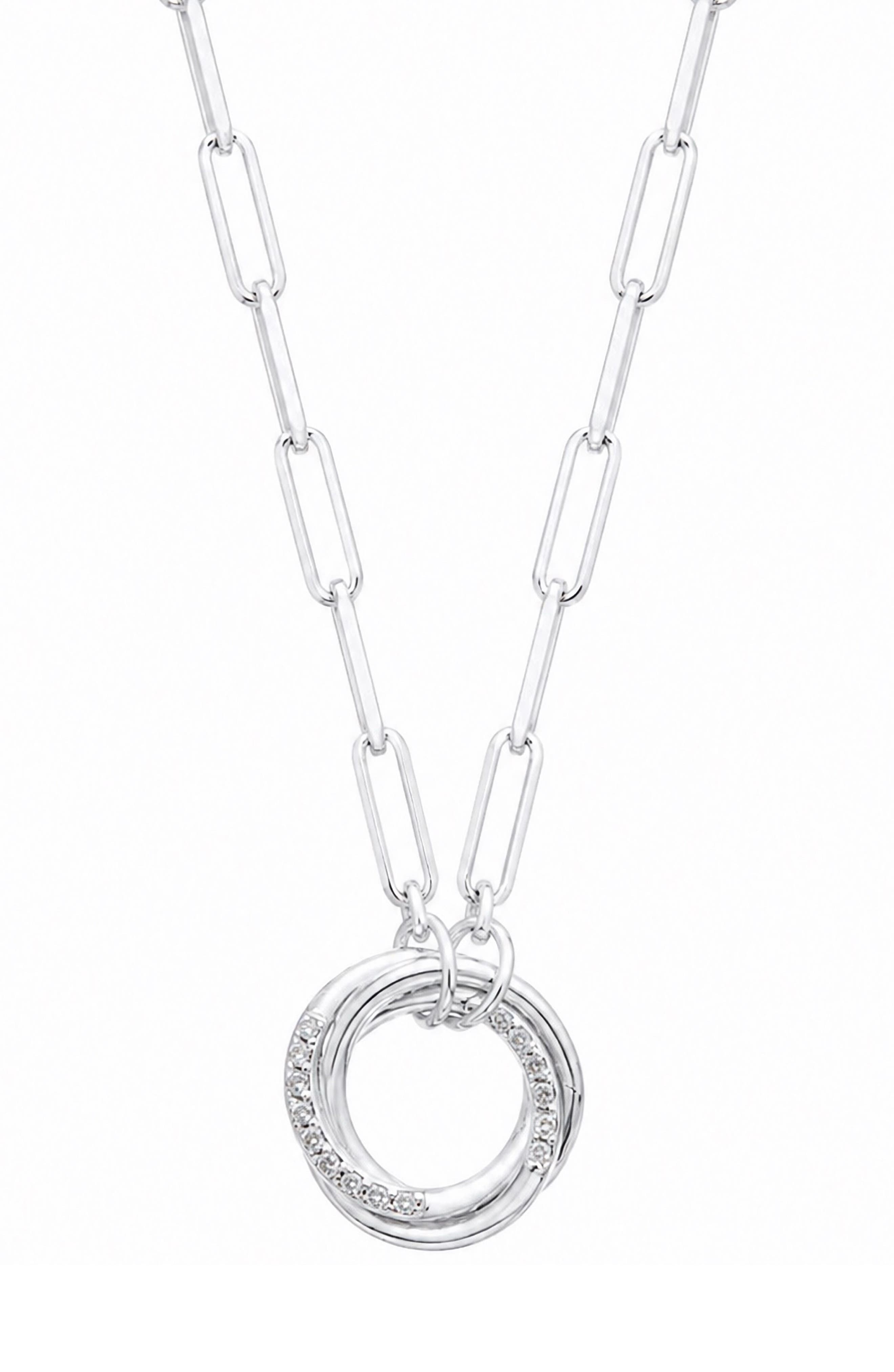 Interlocking Pavé Ring Pendant Necklace