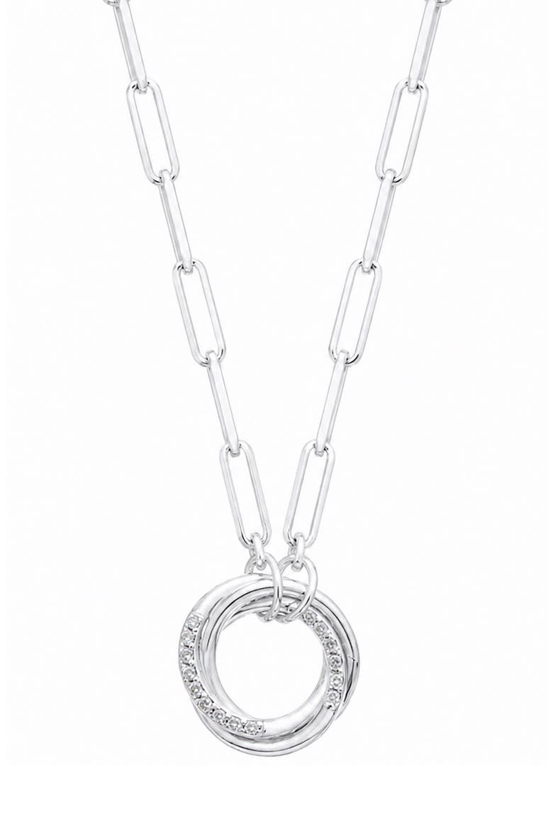 Interlocking Pavé Ring Pendant Necklace, Main, color, WHITE