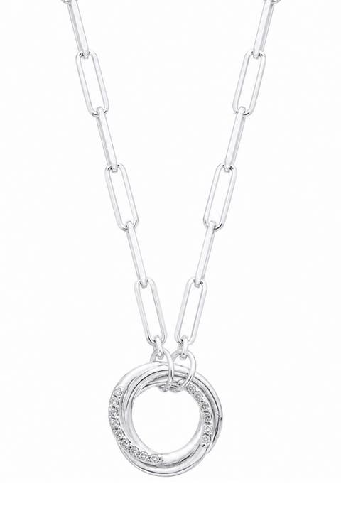 Interlocking Pavé Ring Pendant Necklace