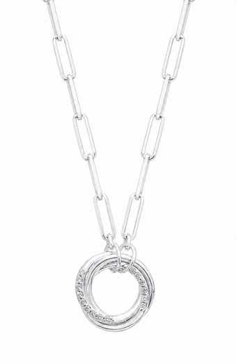 Interlocking Pavé Ring Pendant Necklace