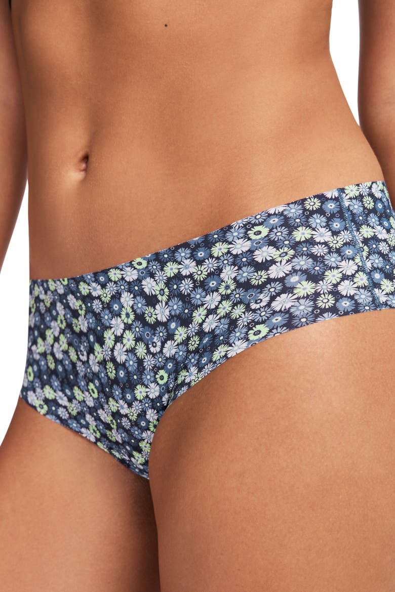 Women's Invisible Edge Cheeky, Alternate, color, Blue Flowers
