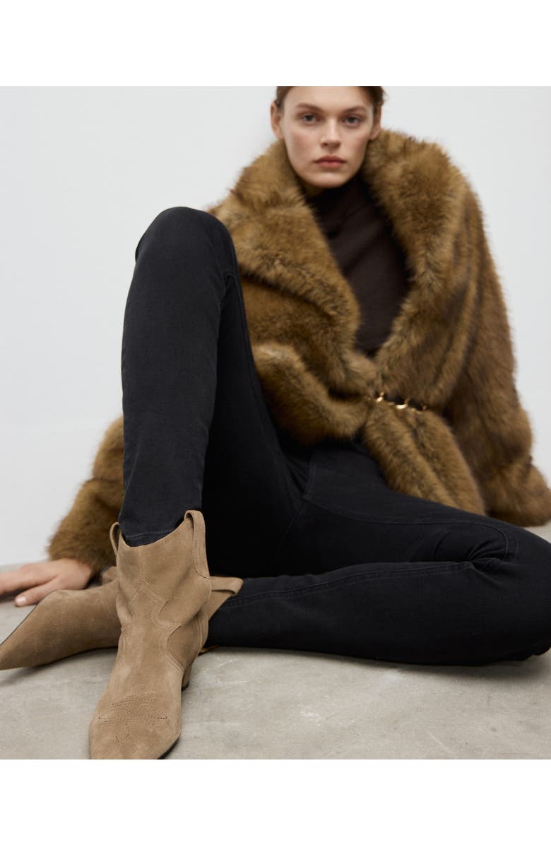 MANGO Suede Kitten Heel Ankle Boot, Alternate, color,