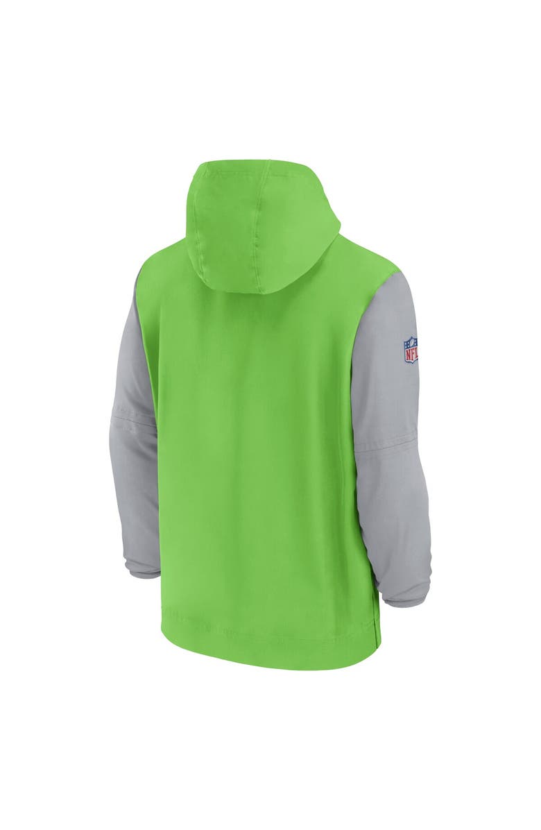 Nike Men's Nike Neon Green/Gray Seattle Seahawks 2024/25 Sideline Pre-Game Player 1/2-Zip Hoodie Jacket, Alternate, color, Neon Green