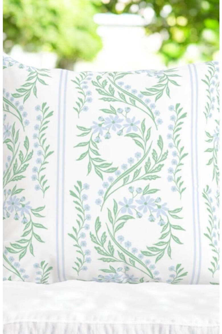 Green Floral Pillow in Bluebonnet, Alternate, color, Green