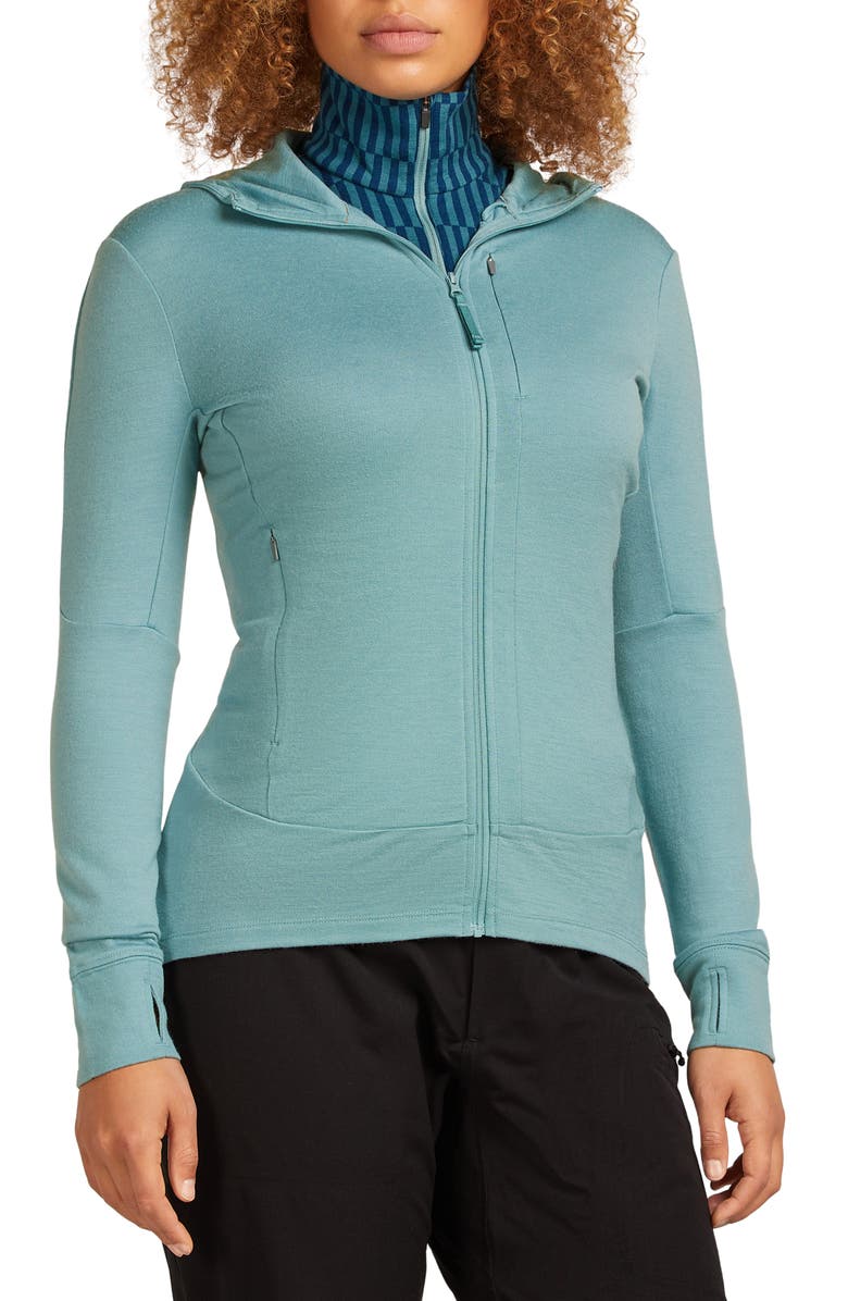 Icebreaker 260 Quantum Merino Wool Hooded Jacket, Main, color, Hydro