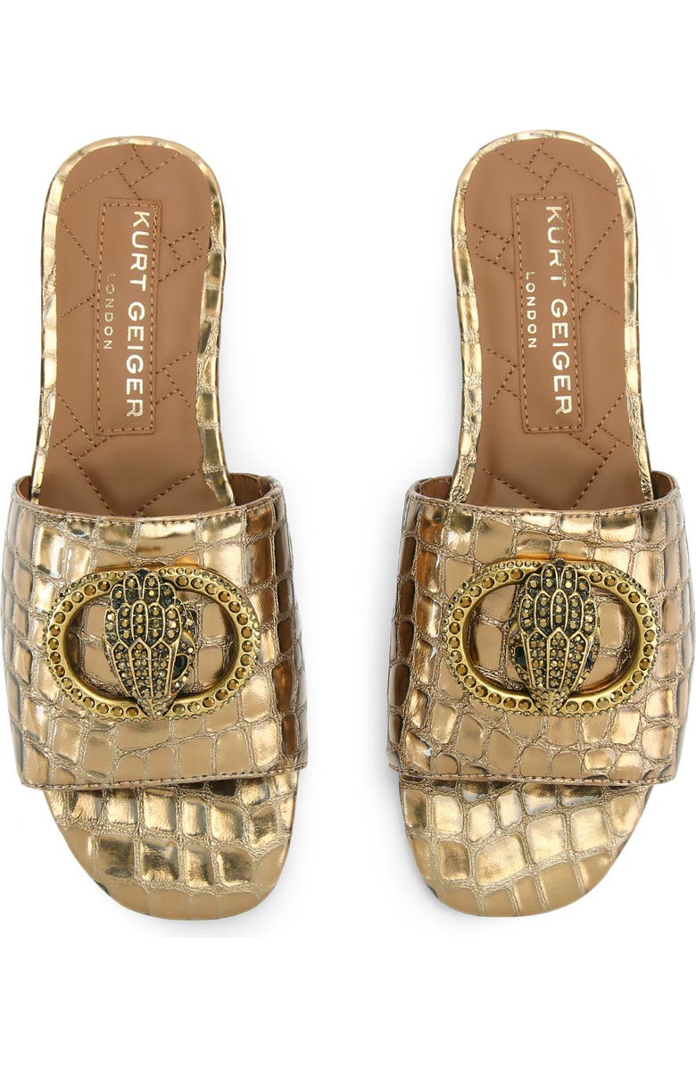 Kurt Geiger London Chelsea Croc Embossed Slide Sandal, Alternate, color, Gold