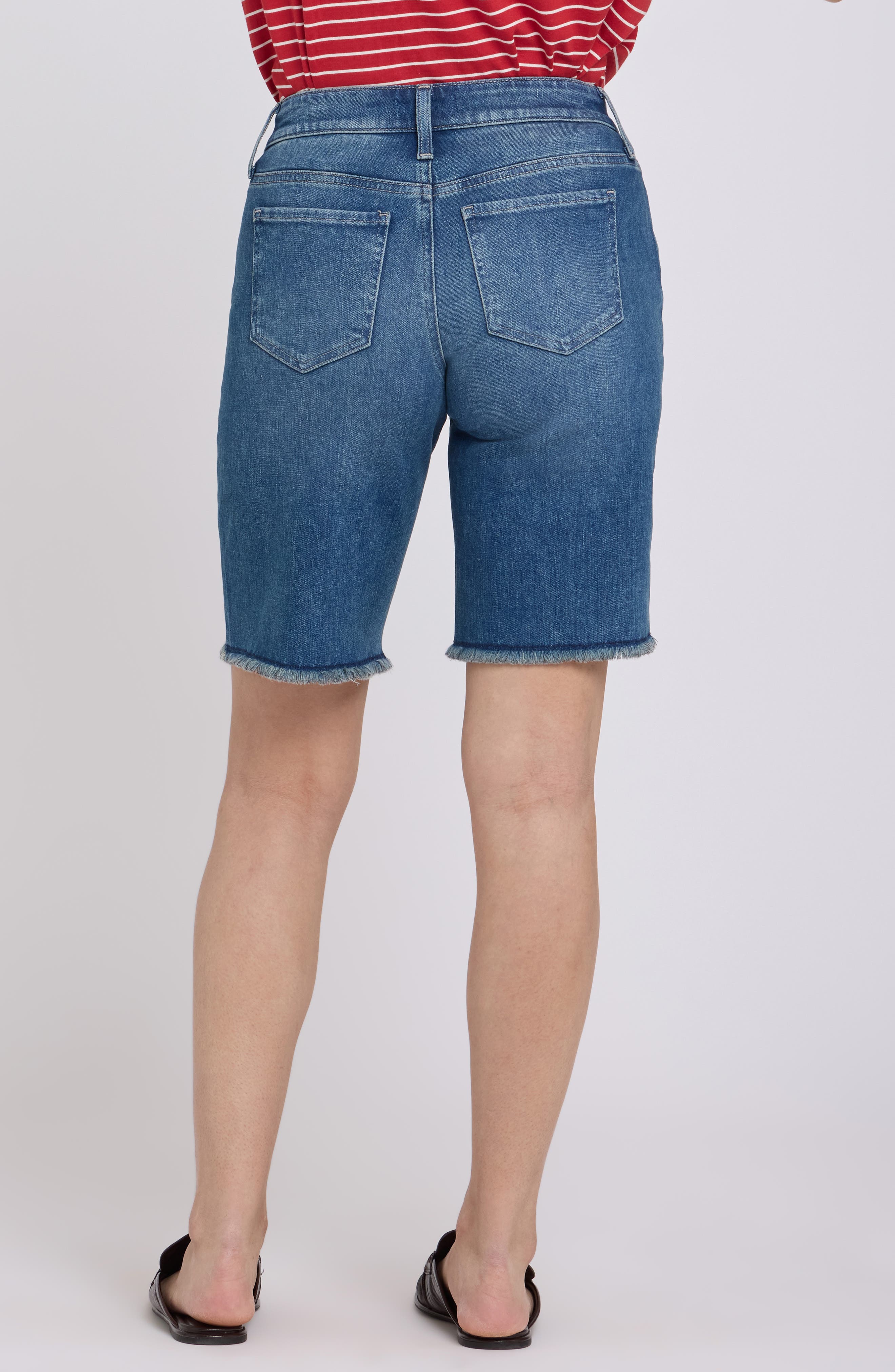 Lilly Frayed Relaxed Long Denim Shorts - image 4