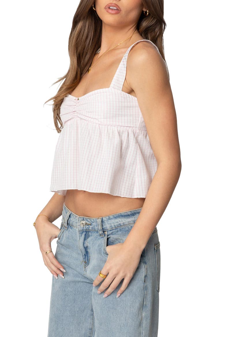 Linn Gingham Babydoll Tank, Alternate, color, LIGHT PINK
