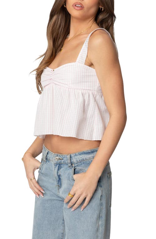 Edikted Linn Gingham Babydoll Tank In Light Pink