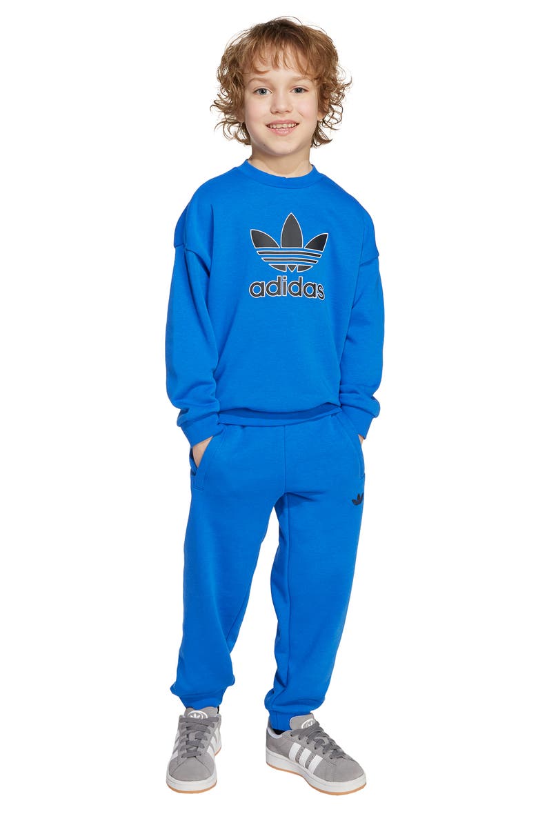 adidas Originals Kids' Crewneck Sweatshirt & Joggers Set, Alternate, color, Blue