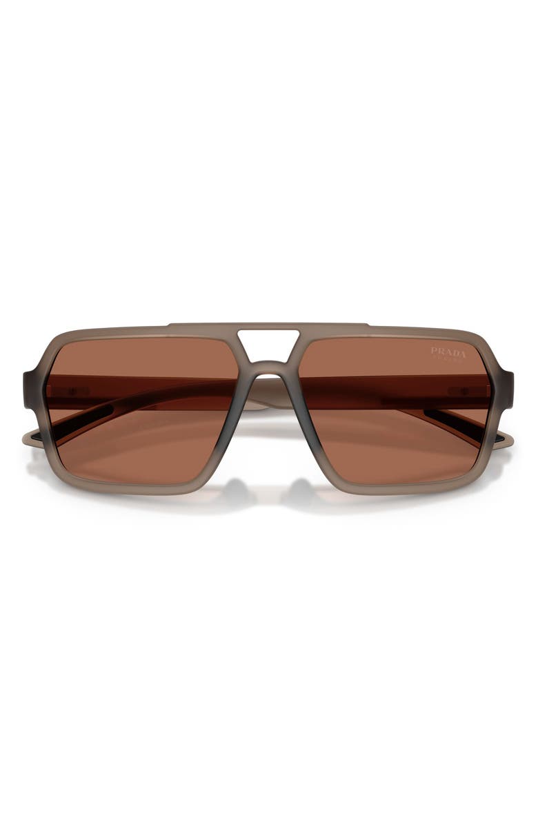 Prada Linea Rossa 59mm Pilot Sunglasses, Alternate, color, Transparent Brown / Brown