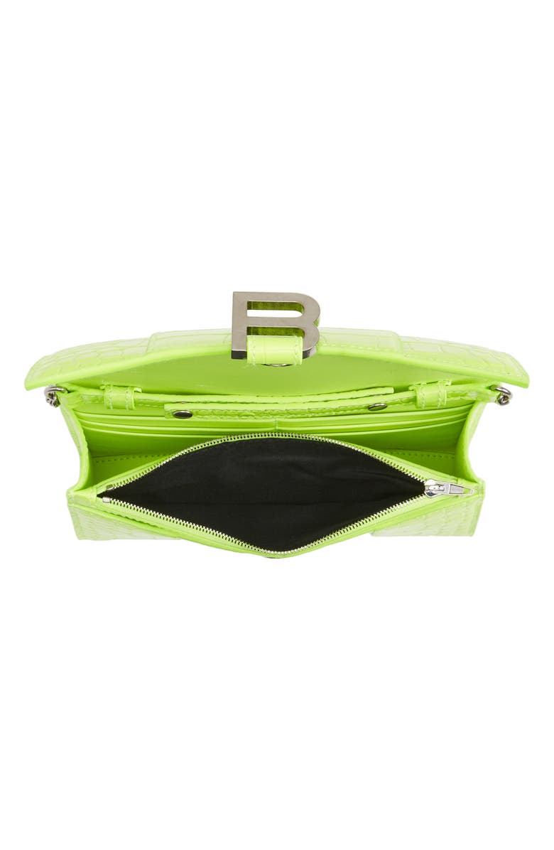 Balenciaga Hourglass Croc Embossed Leather Wallet on a Chain, Alternate, color, 