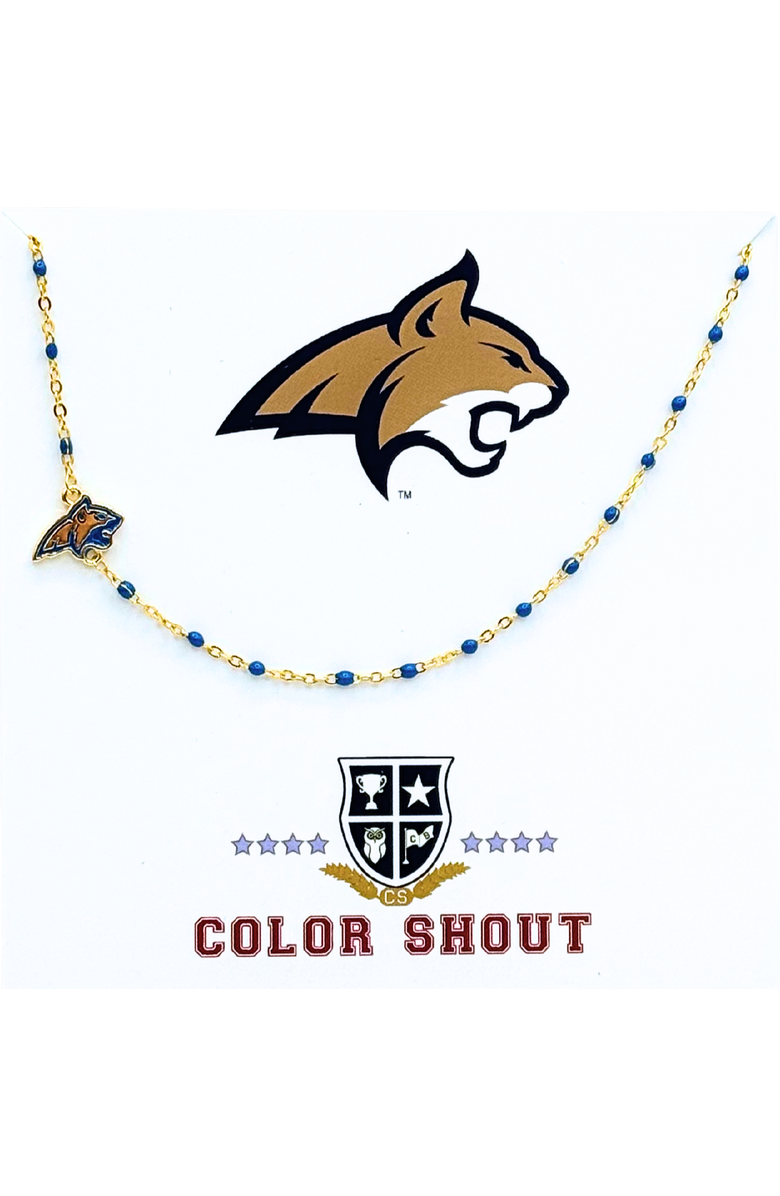 Color Shout Montana State University Side Necklace, Main, color, Yellow Gold