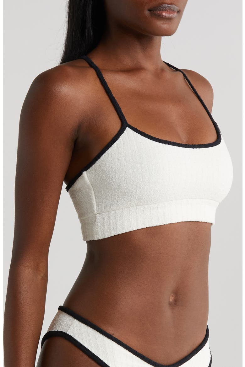 Simple Rib Terry Bikini Top, Alternate, color, CREAM TERRY RIB BLACK BINDED
