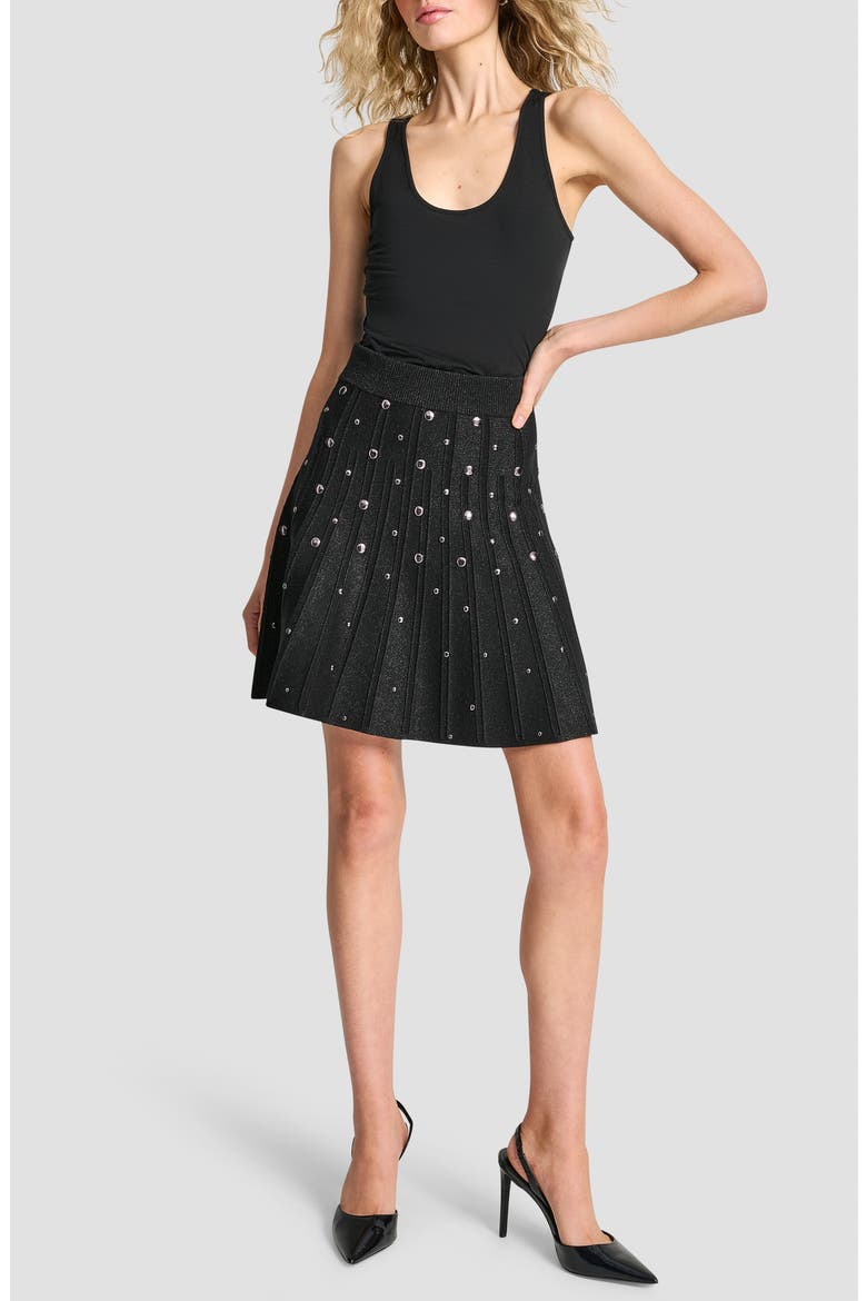 Studded Metallic Miniskirt, Alternate, color, BLACK