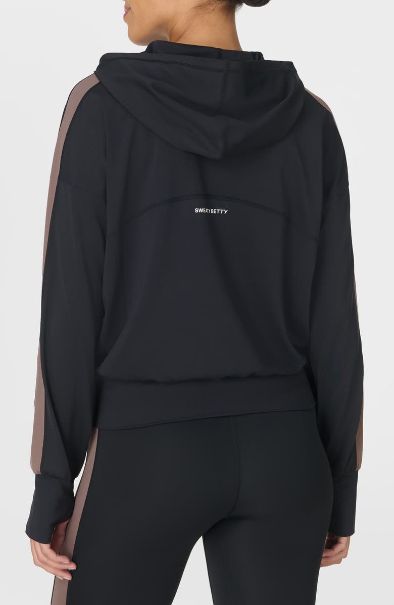 Sweaty Betty All Day Side Stripe Hoodie, Alternate, color, Black Taupe