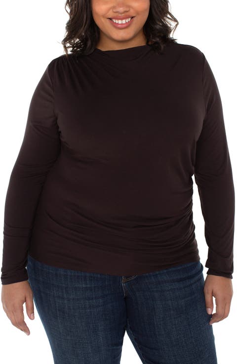 Long Sleeve Ruched Jersey Top (Plus)