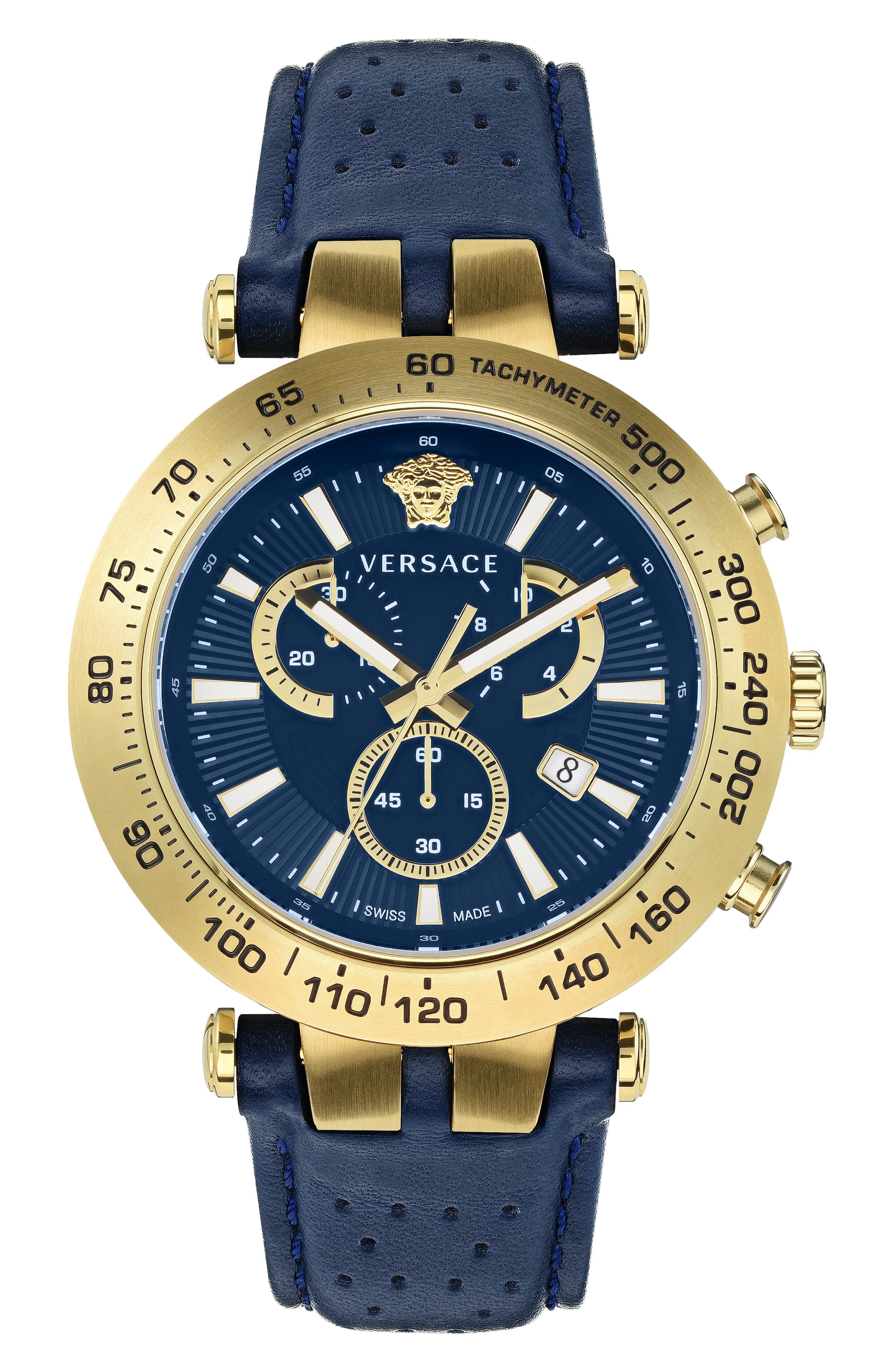 Versace Bold Chrono-Quartz Leather Strap Watch, 46mm (Men) | Nordstromrack
