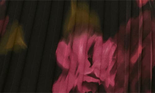 City Chic Georgina Pleated Long Sleeve Chiffon Faux Wrap Maxi Dress In Black