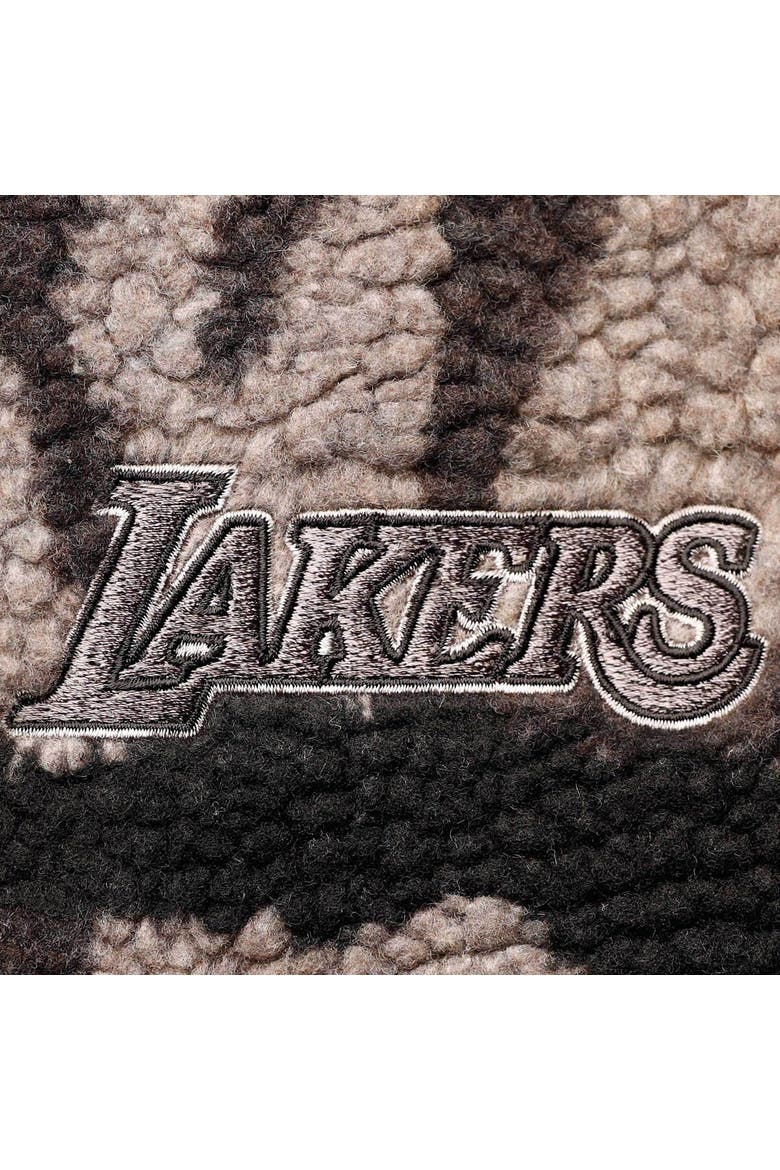 Women's The Wild Collective Black Los Angeles Lakers Camo Sherpa Full-Zip Bomber Jacket, Alternate, color, Black