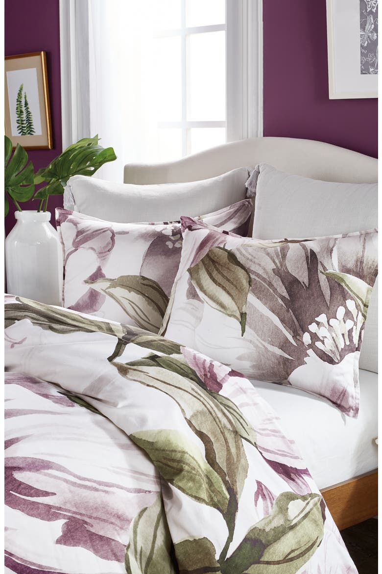 Peony Blooms Comforter & Sham Set, Alternate, color, PURPLE