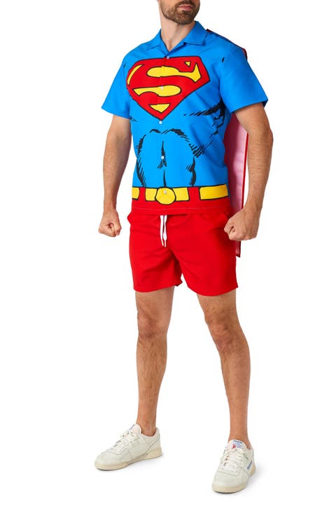 Superman Camp Shirt, Shorts & Removable Cape Set