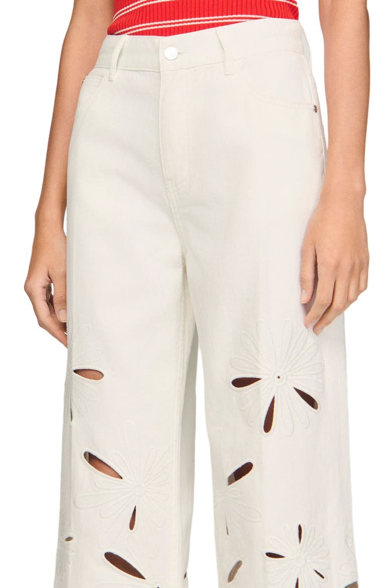 Wide-leg embroidered jeans, Alternate, color, White