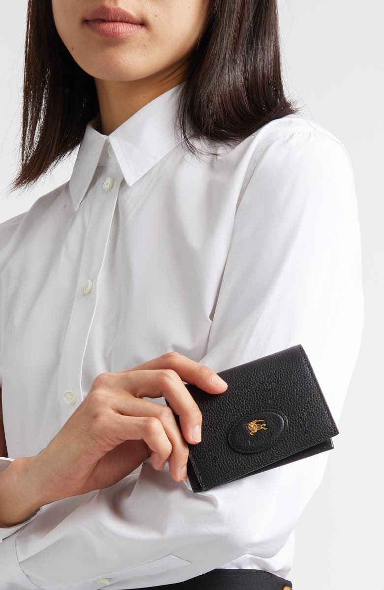 Burberry Bloomsbury Leather Bifold Card Holder, Alternate, color, Black/ Black Calico