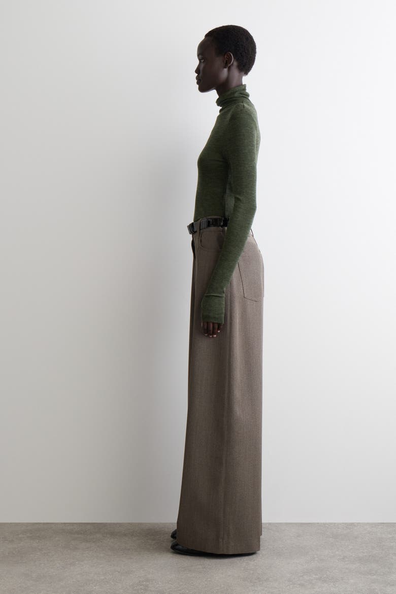 Regular Wool-Blend Wide-Leg Pants, Alternate, color, BROWN MÉLANGE