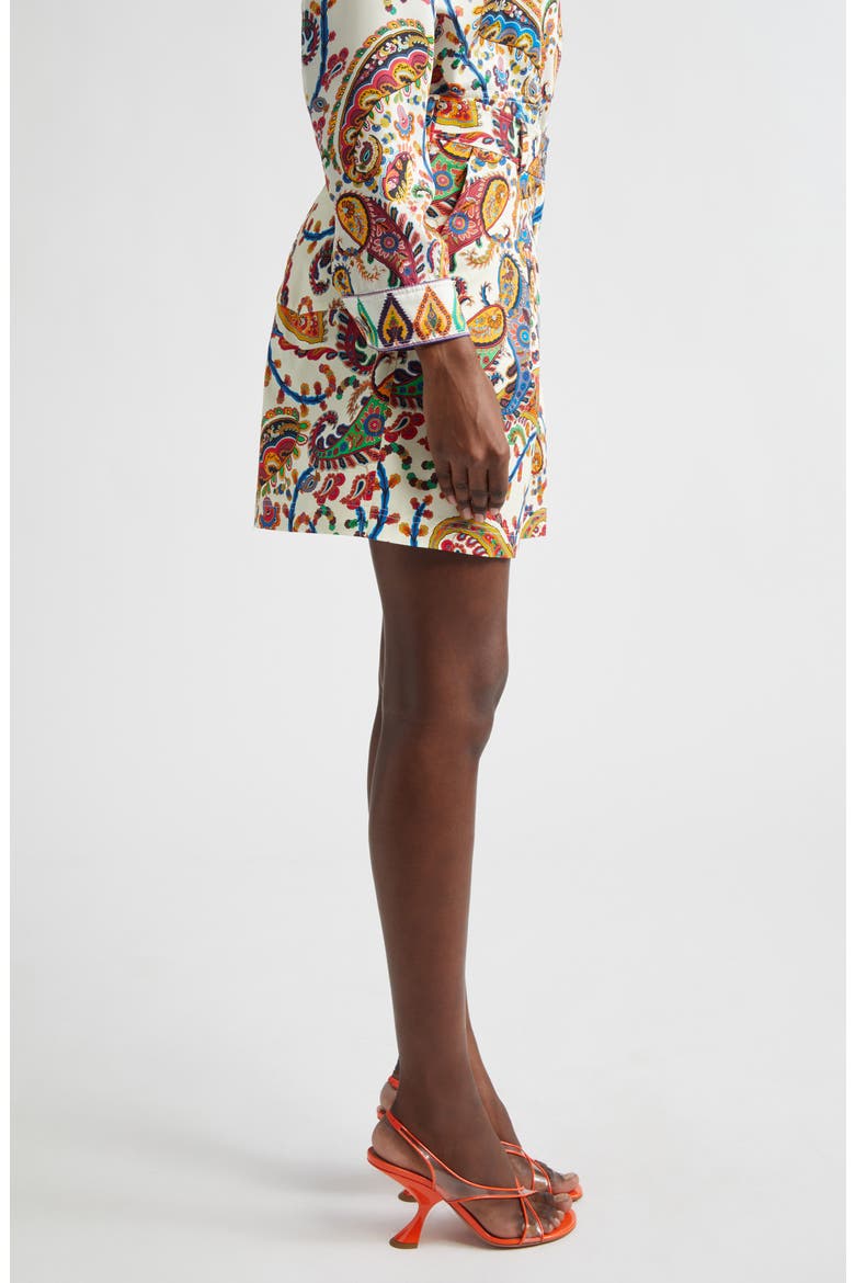 Paisley Pleated Stretch Cotton Bermuda Shorts, Alternate, color, PRINT ON WHITE BASE